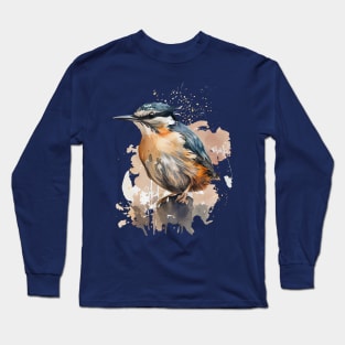 Nuthatch Bird On A Tree Branch Long Sleeve T-Shirt